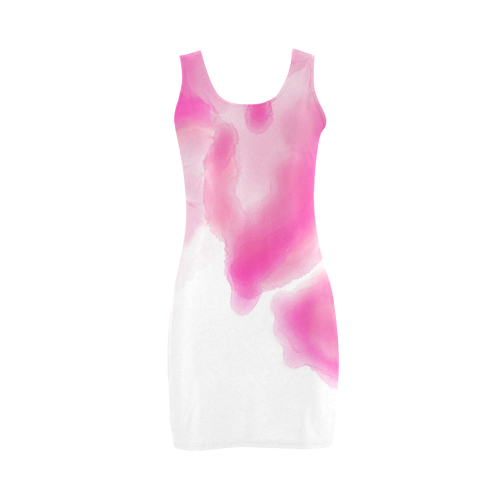 pink watercolor abstract art Medea Vest Dress (Model D06)