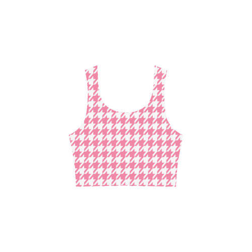 pink and white houndstooth classic pattern Atalanta Sundress (Model D04)
