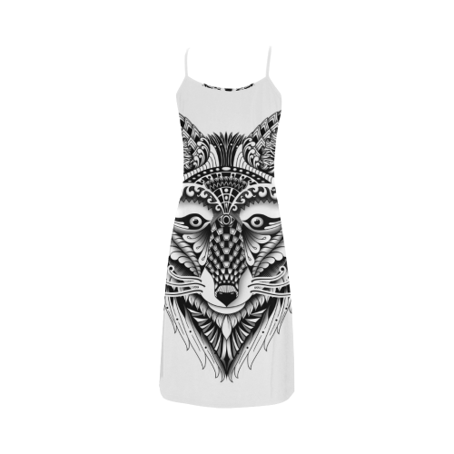 Foxy Wolf ornate animal drawing Alcestis Slip Dress (Model D05)