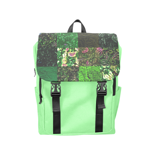 Foliage Patchwork #1 Light Green- Jera Nour Casual Shoulders Backpack (Model 1623)