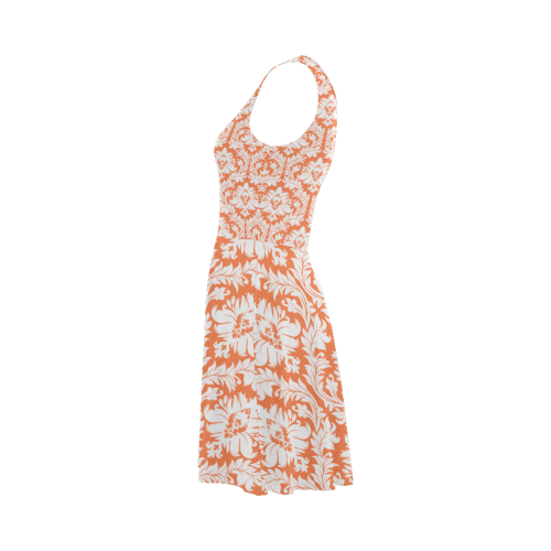 damask pattern orange and white Atalanta Sundress (Model D04)