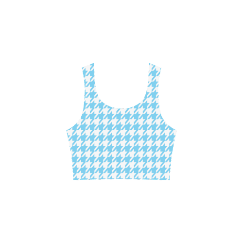 bright blue and white houndstooth classic pattern Atalanta Sundress (Model D04)