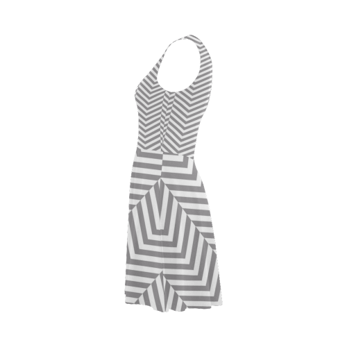 grey and white classic chevron pattern Atalanta Sundress (Model D04)