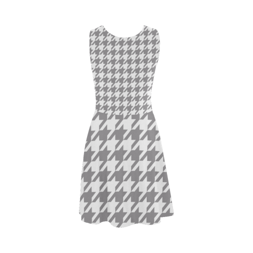 grey and white houndstooth classic pattern Atalanta Sundress (Model D04)
