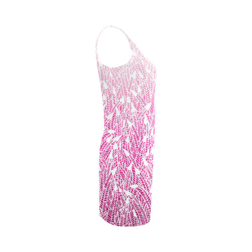 pink ombre feathers pattern white Medea Vest Dress (Model D06)