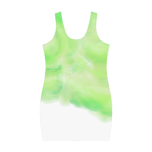 bright green watercolor abstract art Medea Vest Dress (Model D06)