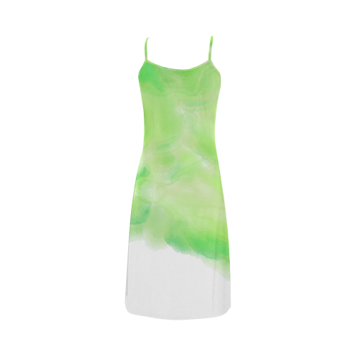 bright green watercolor abstract art Alcestis Slip Dress (Model D05)