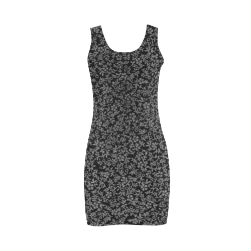 Vintage Floral Charcoal Gray Black Medea Vest Dress (Model D06)