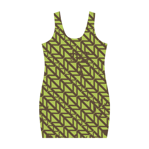 green geometric pattern Medea Vest Dress (Model D06)