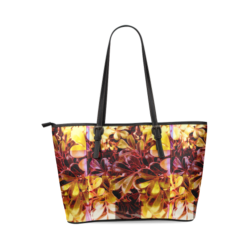 Foliage Patchwork #11 - Jera Nour Leather Tote Bag/Large (Model 1640)