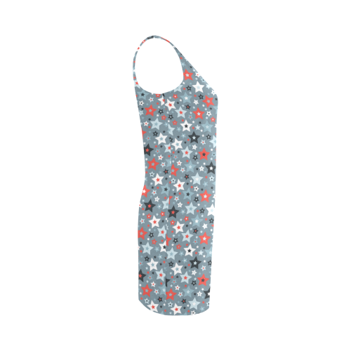 stars grey red white pattern Medea Vest Dress (Model D06)