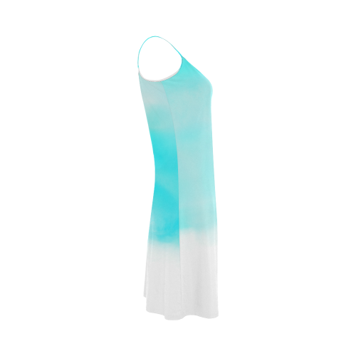 blue - turquoise bright watercolor abstract Alcestis Slip Dress (Model D05)