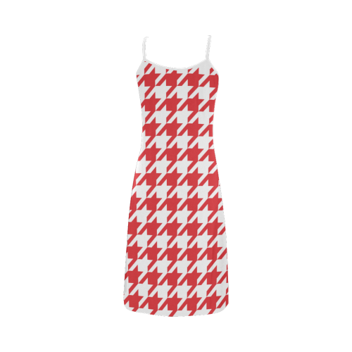 red and white houndstooth classic pattern Alcestis Slip Dress (Model D05)