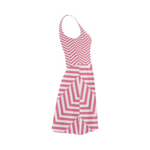 pink and white classic chevron pattern Atalanta Sundress (Model D04)