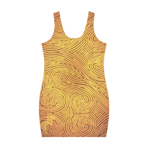 gold leaf abstract pattern Medea Vest Dress (Model D06)