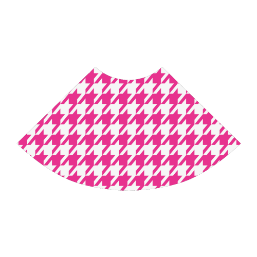 hot pink  and white houndstooth classic pattern Atalanta Sundress (Model D04)