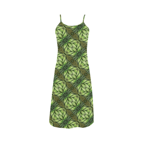 Mandy Green - Leaf Weave small foliage Alcestis Slip Dress (Model D05)