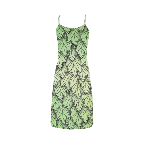 Mandy Green hanging Leaves Pattern Alcestis Slip Dress (Model D05)