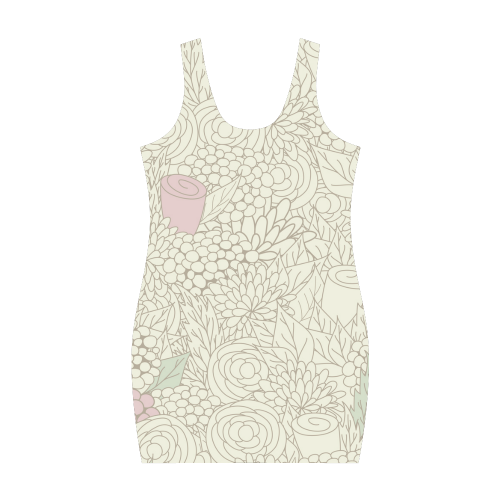 vintage flower pattern Medea Vest Dress (Model D06)