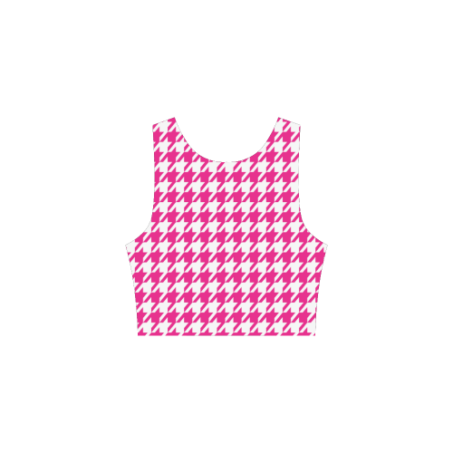 hot pink  and white houndstooth classic pattern Atalanta Sundress (Model D04)