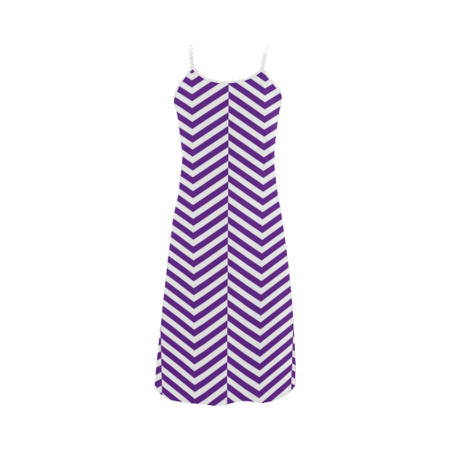 royal purple and white classic chevron pattern Alcestis Slip Dress (Model D05)