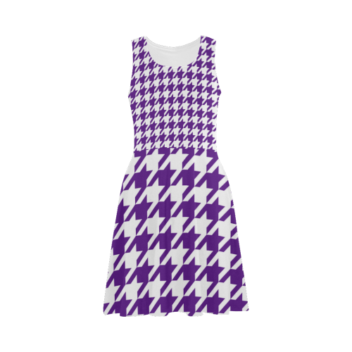 royal purple and white houndstooth classic pattern Atalanta Sundress (Model D04)