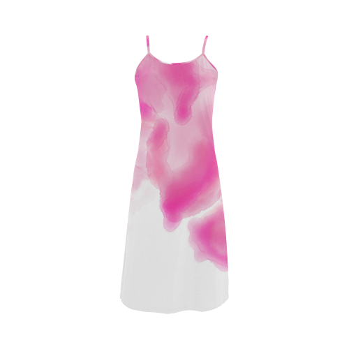 pink watercolor abstract art Alcestis Slip Dress (Model D05)