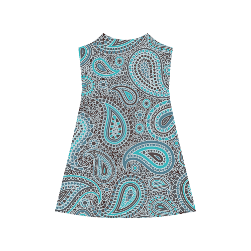 blue paisley mosaic design Alcestis Slip Dress (Model D05)