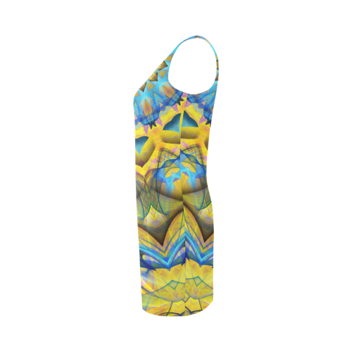 Blue Sky Golden Cornfield mandala abstract art Medea Vest Dress (Model D06)