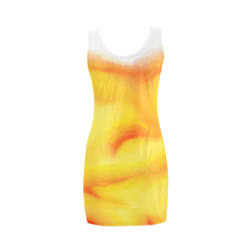 yellow orange red water color abstract art Medea Vest Dress (Model D06)