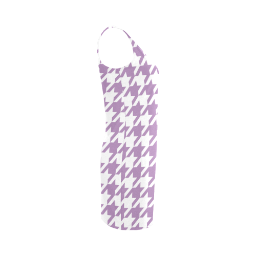 lilac and white houndstooth classic pattern Medea Vest Dress (Model D06)