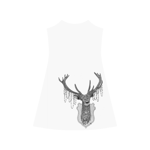 Ornate Deer head drawing - pattern art Alcestis Slip Dress (Model D05)