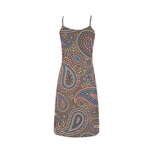 yellow blue pink paisley mosaic pattern Alcestis Slip Dress (Model D05)