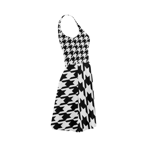 black and white houndstooth classic pattern Atalanta Sundress (Model D04)