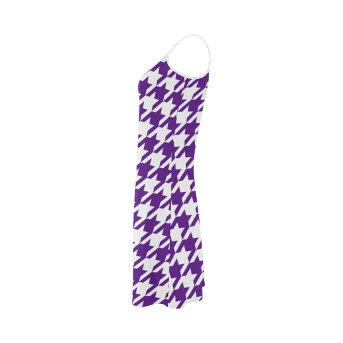 royal purple and white houndstooth classic pattern Alcestis Slip Dress (Model D05)