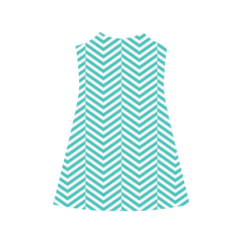 turquoise and white classic chevron pattern Alcestis Slip Dress (Model D05)