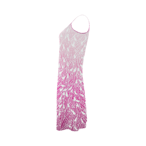 pink ombre feathers pattern white Alcestis Slip Dress (Model D05)