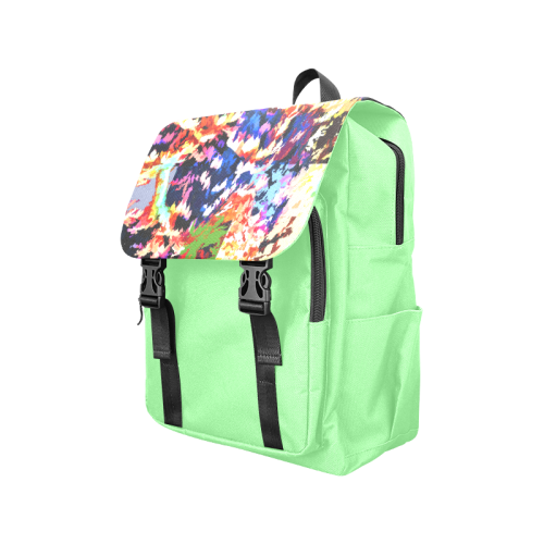 Foliage Patchwork #7 Light Green- Jera Nour Casual Shoulders Backpack (Model 1623)