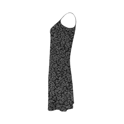 Vintage Floral Charcoal Gray Black Alcestis Slip Dress (Model D05)