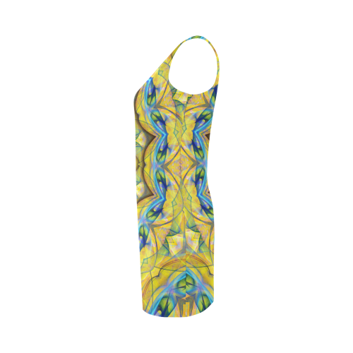 Blue Sky Golden Cornfield mandala abstract art Medea Vest Dress (Model D06)