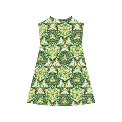 Mandy Green - Leaf Triangles pattern Alcestis Slip Dress (Model D05)