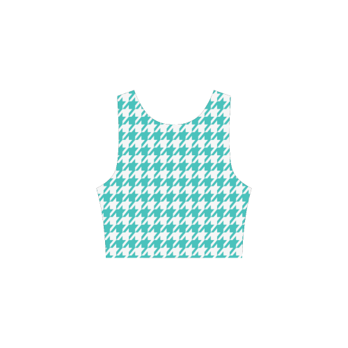 turquoise and white houndstooth classic pattern Atalanta Sundress (Model D04)