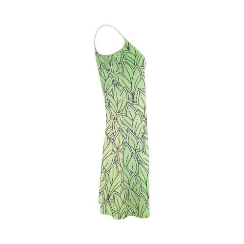 Mandy Green - Leaves Pattern Alcestis Slip Dress (Model D05)