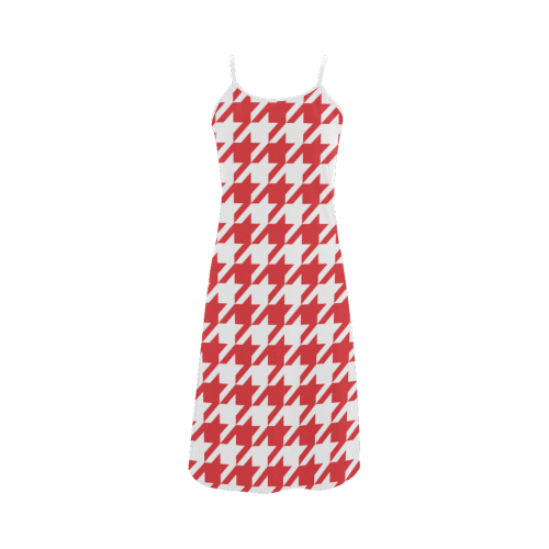 red and white houndstooth classic pattern Alcestis Slip Dress (Model D05)