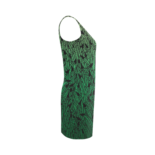 green ombre feathers pattern black Medea Vest Dress (Model D06)