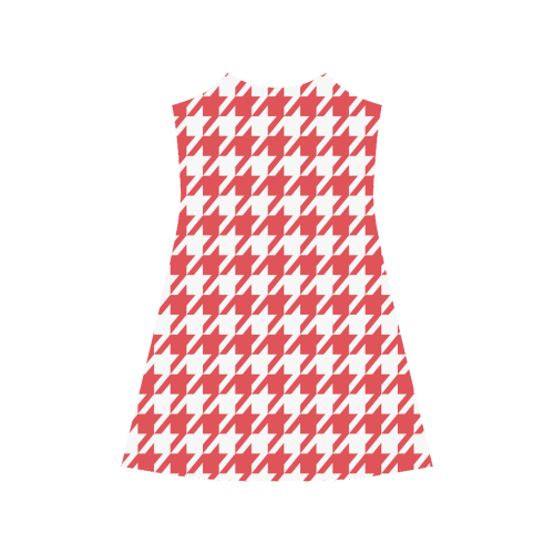 red and white houndstooth classic pattern Alcestis Slip Dress (Model D05)