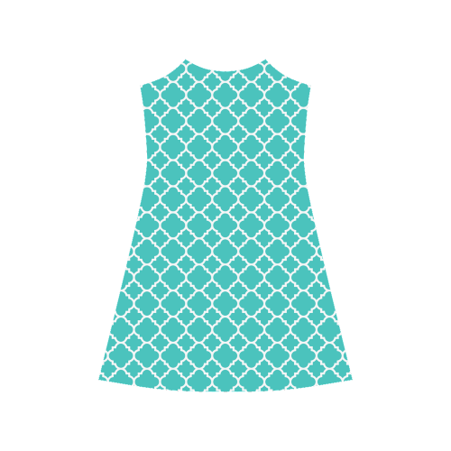 turquoise white quatrefoil classic pattern Alcestis Slip Dress (Model D05)