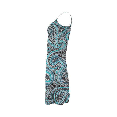blue paisley mosaic design Alcestis Slip Dress (Model D05)
