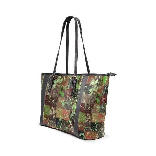 Foliage Patchwork #4 - Jera Nour Leather Tote Bag/Large (Model 1640)