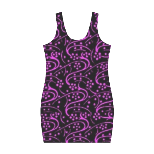 Vintage Floral Purple Amethyst Black Medea Vest Dress (Model D06)